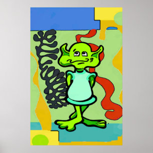 Alien Space Man Abstrakt Poster