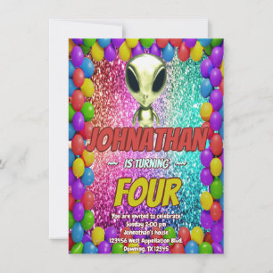 Alien Space UFO Rocket Ship Zum kosmischen Geburts Einladung