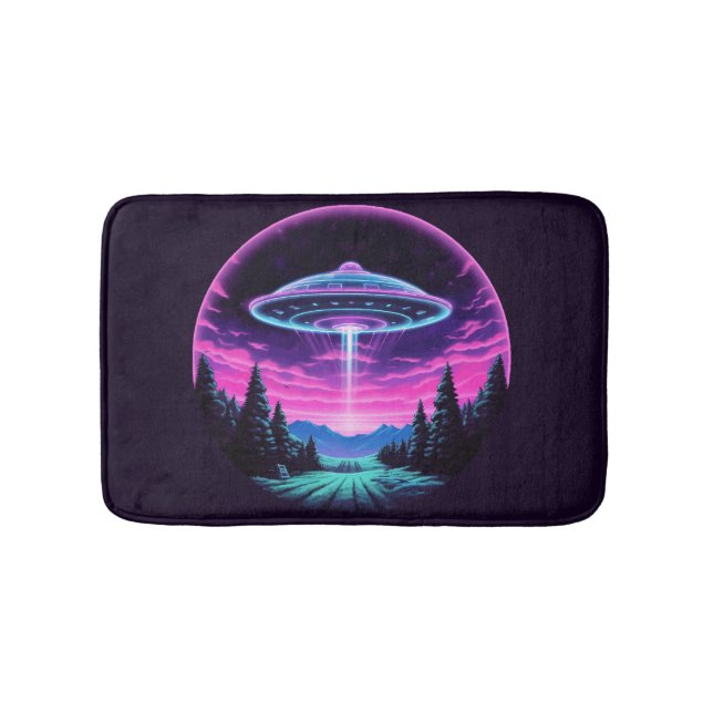 Alien Spaceship Retro Futuristic Badematte (Vorderseite)