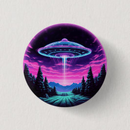Alien Spaceship Retro Futuristic Button