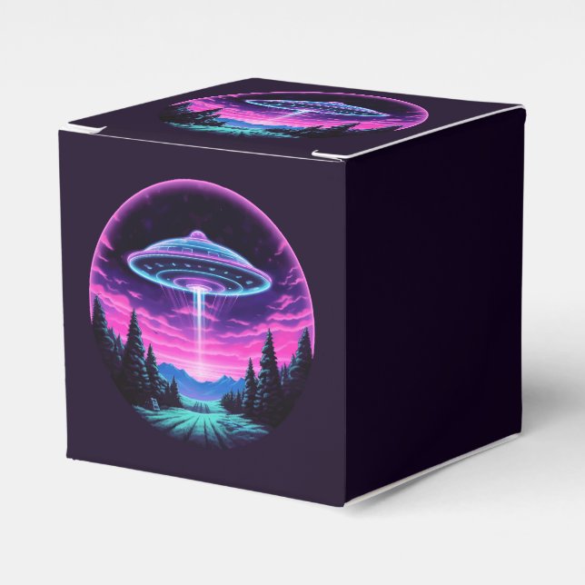Alien Spaceship Retro Futuristic Geschenkschachtel (Vorderseite)