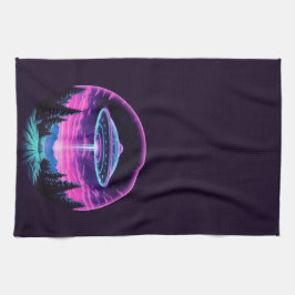 Alien Spaceship Retro Futuristic Geschirrtuch