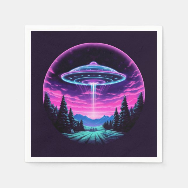 Alien Spaceship Retro Futuristic Serviette (Vorderseite)