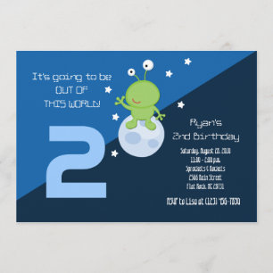 Alien spatial extérieur 5x7 Invitation d'anniversa