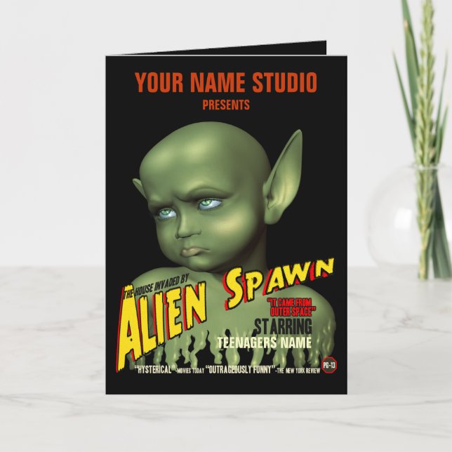 Alien Spawn B-Movie Poster Geburtstagkarte Karte (Vorderseite)