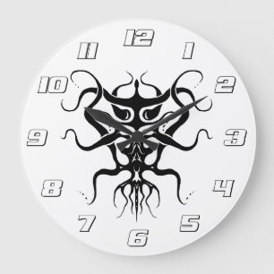 Alien Species Tribal Tattoo Design - schwarz Große Wanduhr