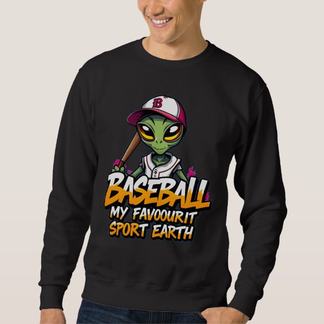 Alien spielt Graffiti-Sportstraße im Baseball-Stil Sweatshirt (Vorderseite)