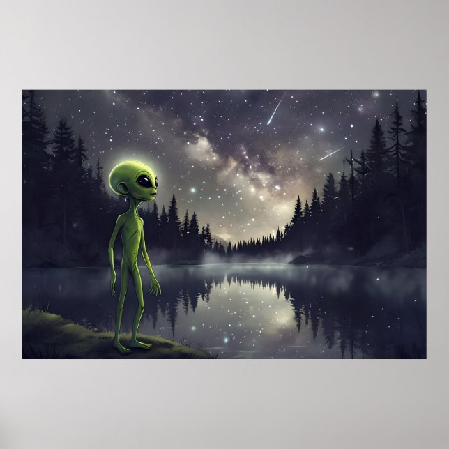 Alien Stargazer - Cosmic Lake Poster (Vorne)