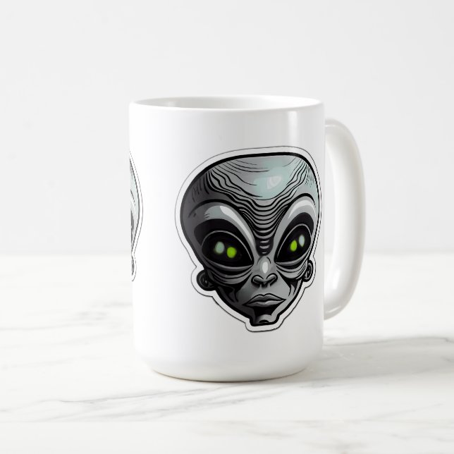 Alien Sticker Art Classic Tasse, 15 oz Kaffeetasse (VorderseiteRechts)