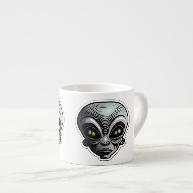 Alien Sticker Art Espresso Tasse (Vorderseite Rechts)