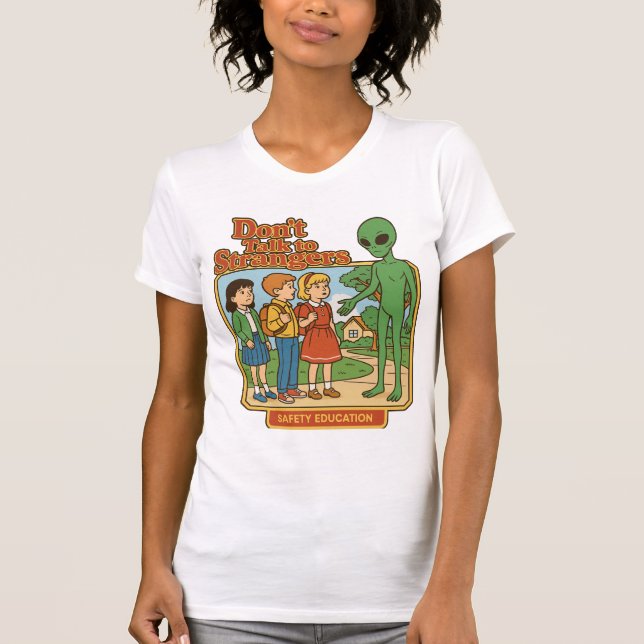 Alien Stranger Danger Retro Comic Art T-Shirt (Vorderseite)