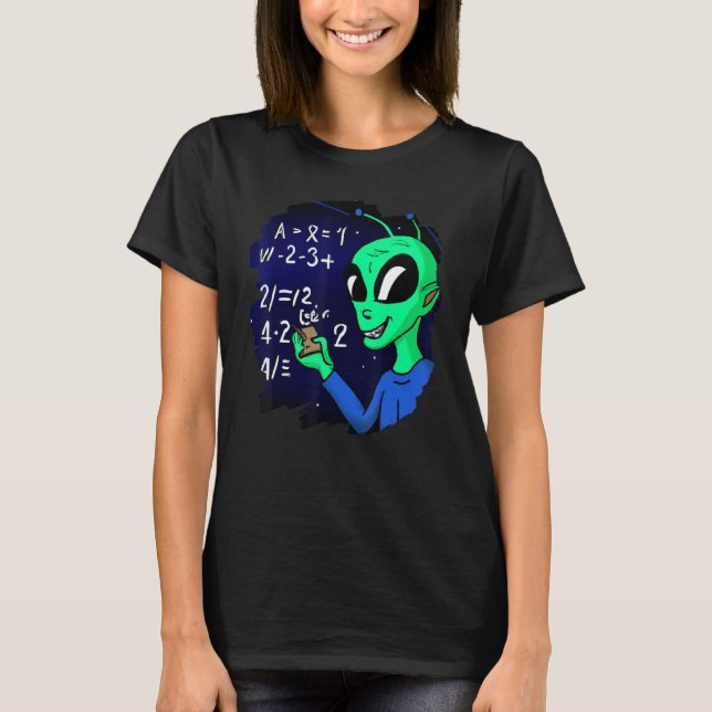 Alien Studying Solving Math Science Physics Equati T-Shirt (Vorderseite)