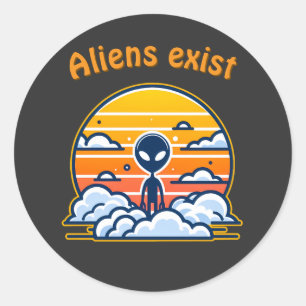 Alien Sunset Ästhetik Sci-Fi Alien Sunset Runder Aufkleber