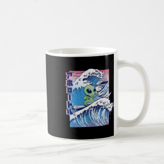 Alien-Surf-Cartoon-Surfen-Strand-Meer-Ozean-Welle- Kaffeetasse