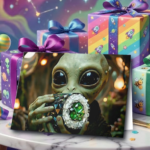 Alien & Sushi Wortspiele Reis und heller Geburts Karte