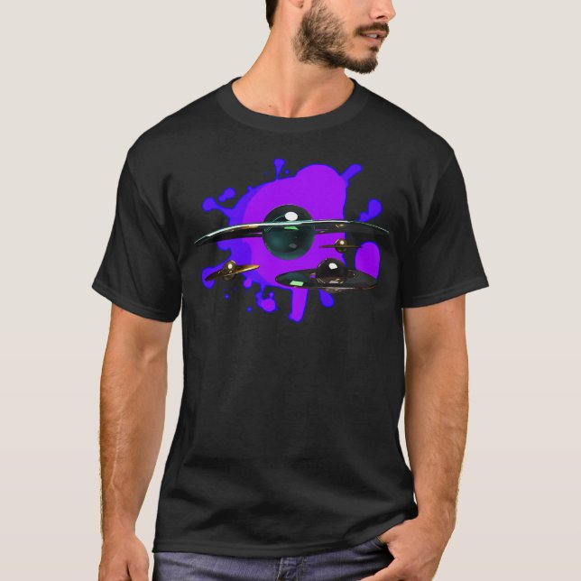 Alien Swirling Saucers T-Shirt (Vorderseite)