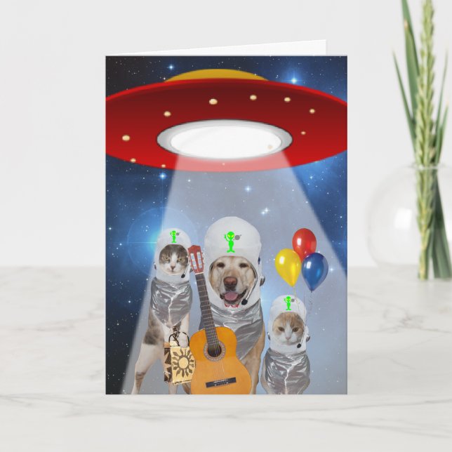 Alien-Thema-lustiger Haustier-Geburtstag Karte (Vorderseite)