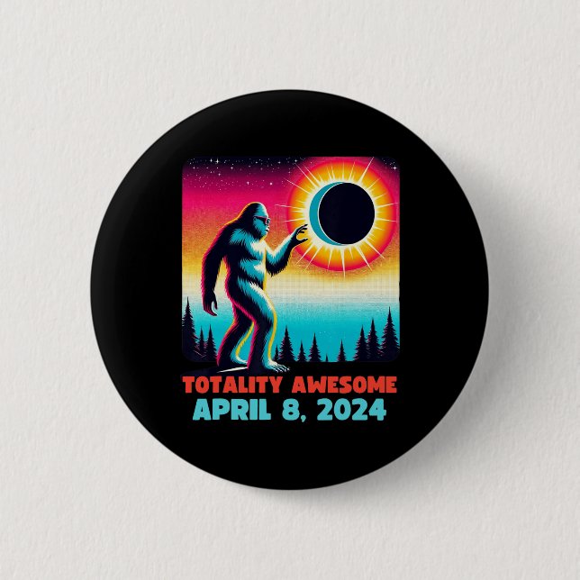 Alien Total Solar Eclipse 4.08.2024 Bekleidung Button (Vorderseite)