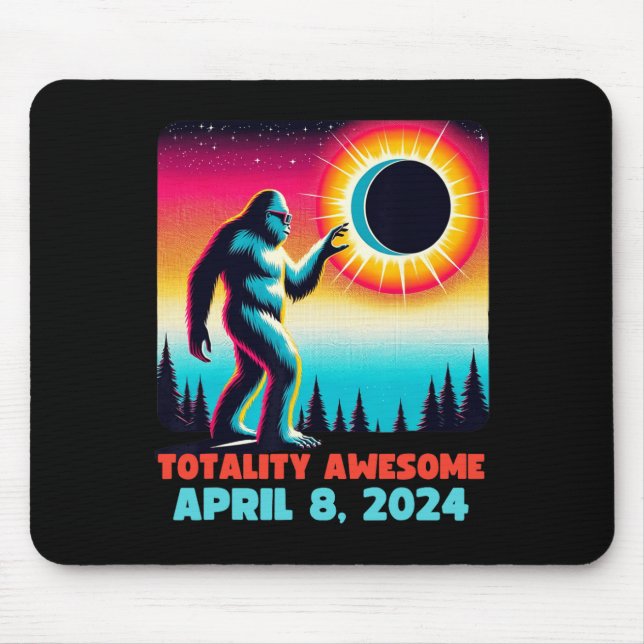 Alien Total Solar Eclipse 4.08.2024 Bekleidung Mousepad (Vorne)