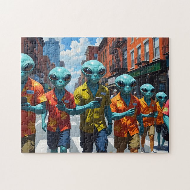 Alien Touristes Puzzle - UFO Selfie Jigsaw (Horizontal)