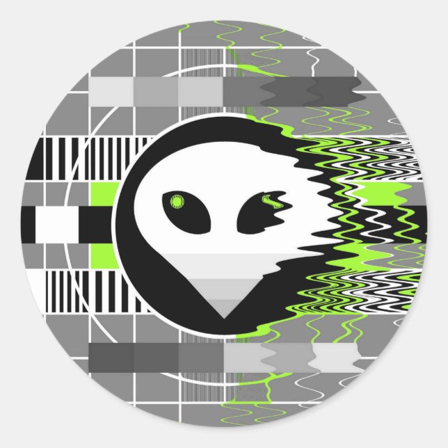Alien TV-Aufkleber rund Runder Aufkleber (Vorderseite)