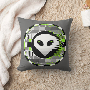 Alien TV Rund werfen Kissen graue Quadrat
