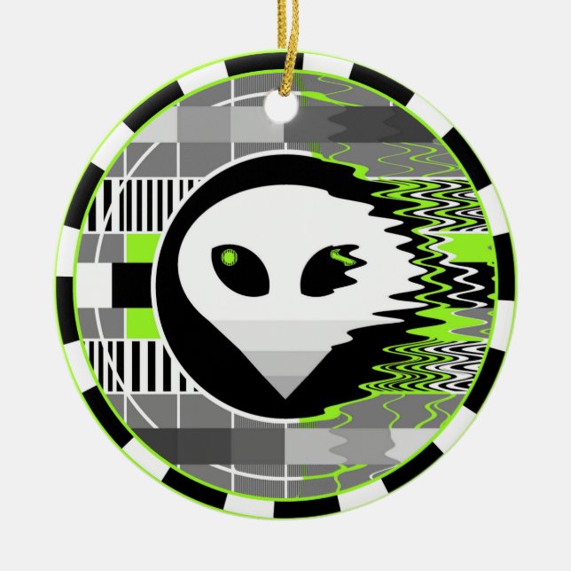 Alien TV Runde Keramik Ornament (Vorne)