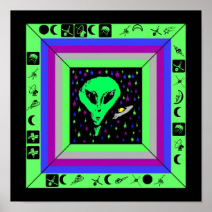 ALIEN u. SCHIFF mit VERSTECKTEM MYSTERIÖSEM Poster