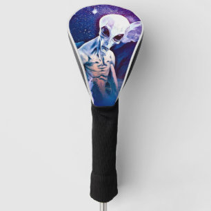 Alien über Weltraumhintergrund Fantasy Wolken digi Golf Headcover
