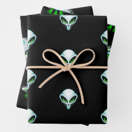 Alien UFO Abduction Space Geburtstagsparty Geschenkpapier Set