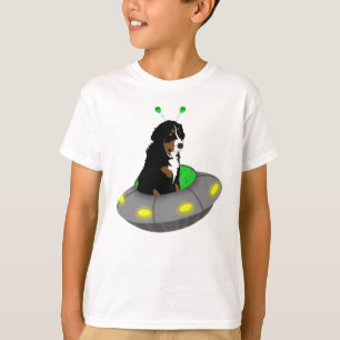 Alien UFO Bernese Mountain Dog T - Shirt