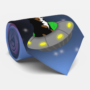 Alien UFO Bernese Mountain Hund Krawatte