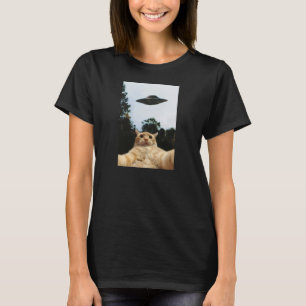 Alien UFO Funny Cat Selfie T-Shirt