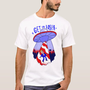 Alien ufo in eine verengte Trumpf T-Shirt