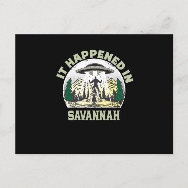 Alien UFO in Savannah City Postkarte (Vorderseite)