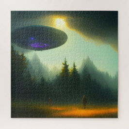 Alien UFO Landung in der Science Fiction Wald