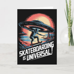 Alien-Ufo-Skater-Skateboardfahren ist universelles Karte
