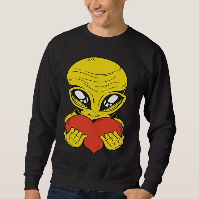 Alien UFO Space Alien Heart Sweatshirt (Vorderseite)
