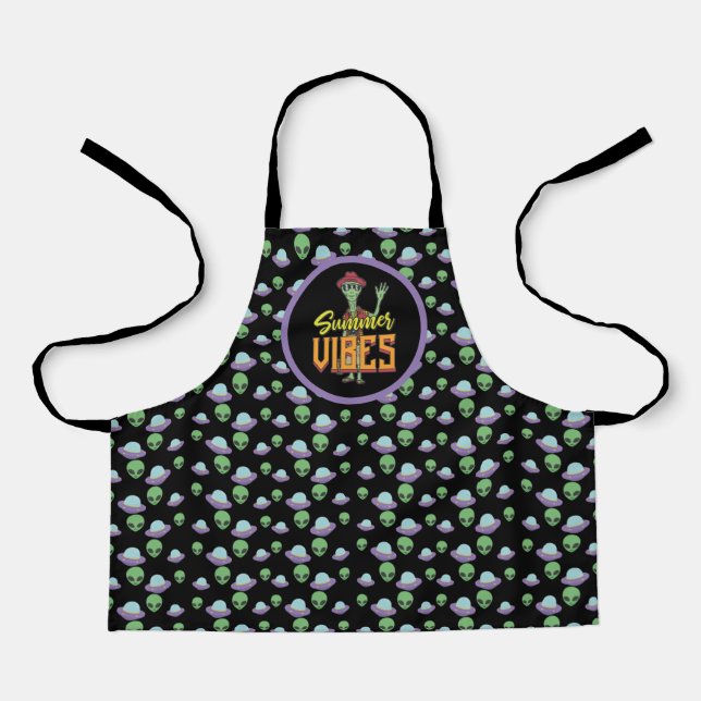 Alien UFO Summer Vibes Funny Koch Geschenk Schürze (Vorderseite)