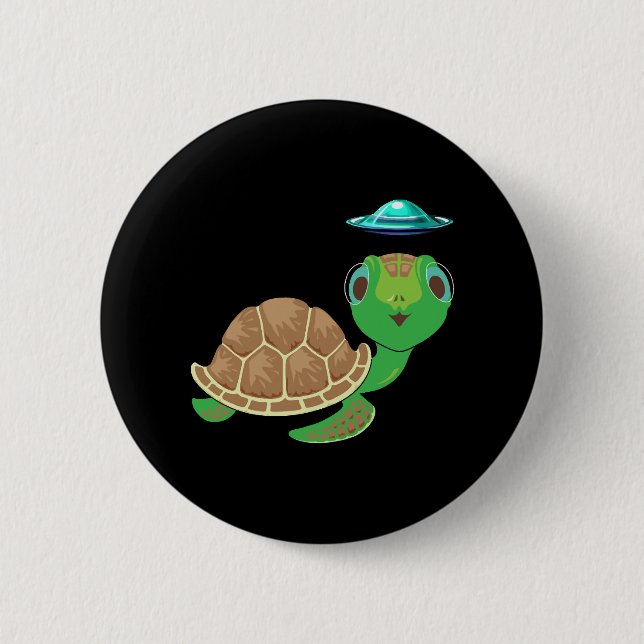 Alien, UFO und Schildkrötenabführung Button (Vorderseite)