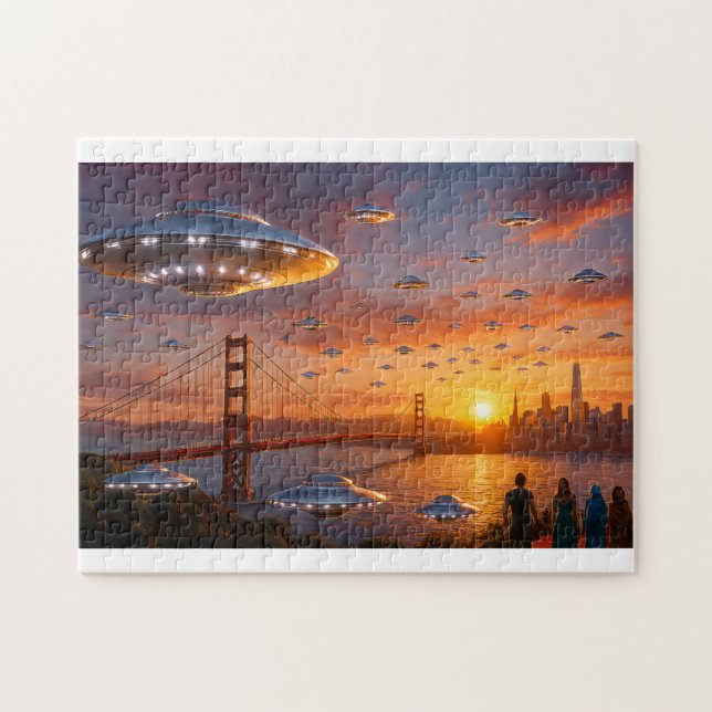 Alien UFOs SciFi Fantasy San Francisco Golden Gate (Horizontal)