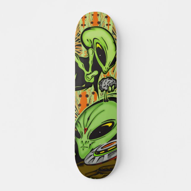 Alien und FliegenSaucer UFO Skateboard (Vorne)