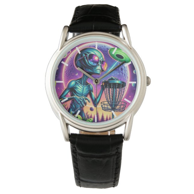 Alien und Flying Disk Golf Saucer Armbanduhr (Vorderseite)