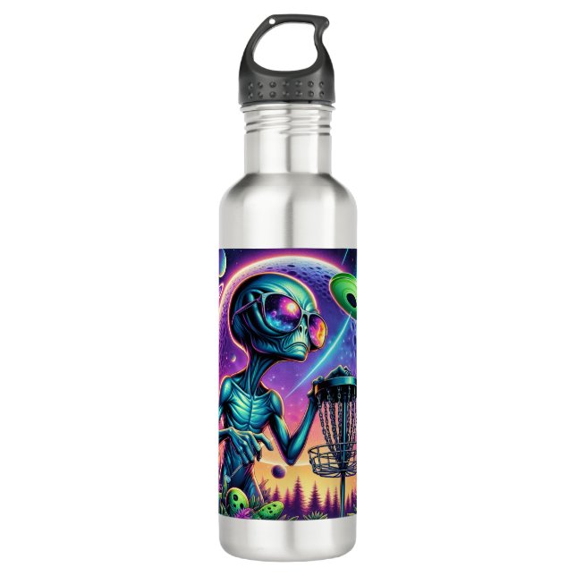 Alien und Flying Disk Golf Saucer Edelstahlflasche (Vorderseite)