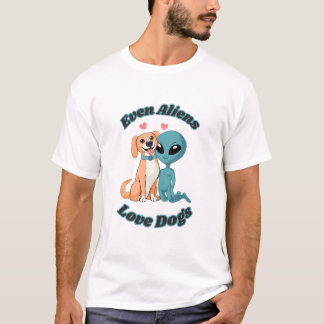 Alien und Hund. Sogar Außerirdischen Liebe Hunde. T-Shirt