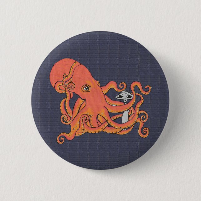 Alien und Kraken-Freund-Knopf Button (Vorderseite)