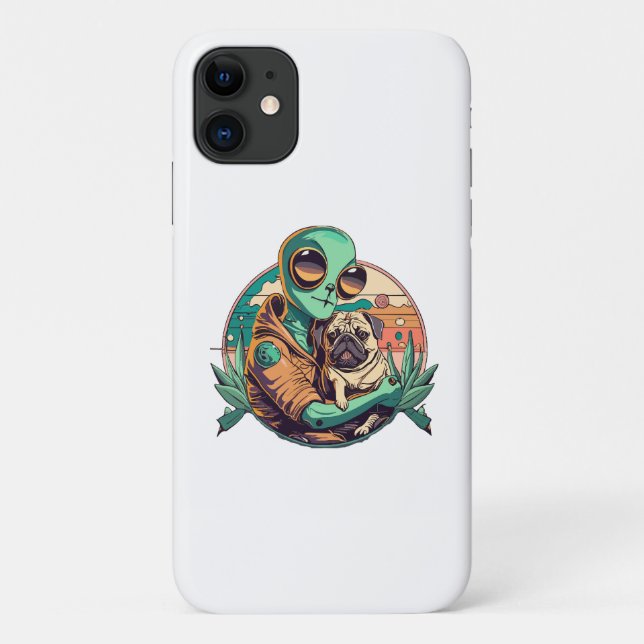 Alien und Mops Case-Mate iPhone Hülle (Rückseite)