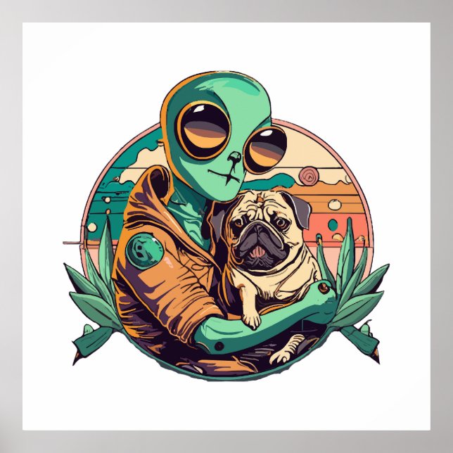 Alien und Mops Poster (Vorne)