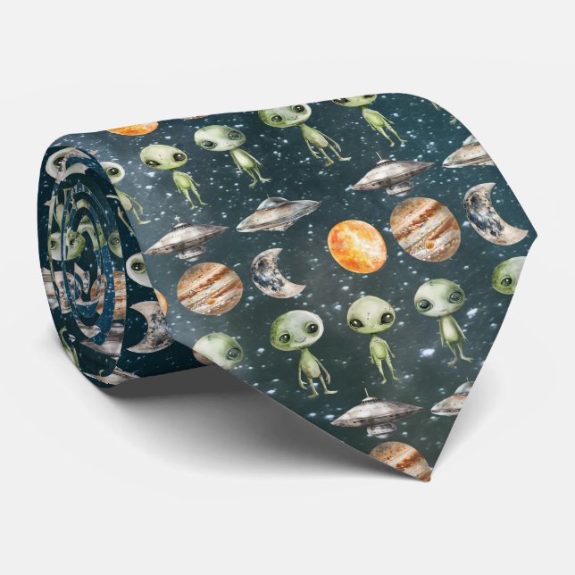 Alien und Raumfahrt Krawatte (Gerollt)