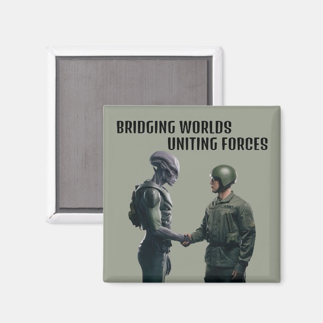 Alien und Soldat Magnet (Vorderseite/Rückseite)